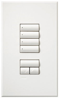 Lutron HQWA-W4SN-SI HomeWorks QS Wired seeTouch Architectural 4-Scene with Raise/Lower Keypad, Non Insert Style, Matte Finish, in Sienna