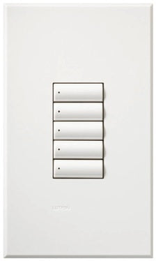 Lutron HQWA-W5BN-LA HomeWorks QS Wired seeTouch Architectural 5-Button Keypad, Non Insert Style, Matte Finish, in Light Almond