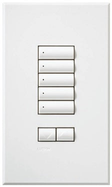 Lutron HQWA-W5BRLN-SI HomeWorks QS Wired seeTouch Architectural 5-Button with Raise/Lower Keypad, Non Insert Style, Matte Finish, in Sienna