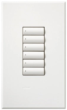 Lutron HQWA-W6BN-GR HomeWorks QS Wired seeTouch Architectural 6-Button Keypad, Non Insert Style, Matte Finish, in Gray