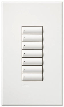 Lutron HQWA-W7BN-AL HomeWorks QS Wired seeTouch Architectural 7-Button Keypad, Non Insert Style, Matte Finish, in Almond