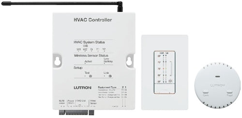 Lutron LR-HVAC-PKG-WH Temperature Control Package with seeTemp, includes one wireless temperature sensor, one HVAC controller and one Fahrenheit seeTemp wall control