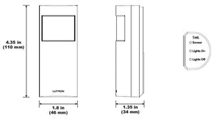 Lutron LRF2-VHLB-P-WH Radio Powr Savr Wireless RF Hallway Vacancy Sensor, Manual On/Auto-off in White