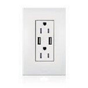 Lutron LTR-F15-UBTR-SB New Architectural 15A Tamper Resistant USB Receptacle, Wallplate Included, in Satin Brass