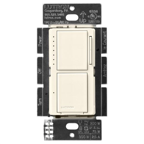 Lutron MACL-L3S25-BI Maestro Dual LED+ Dimmer and Switch 300-Watt Single Location Dimmer & 2.5A Switch in Biscuit