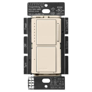 Lutron MACL-L3S25-LA Maestro Dual LED+ Dimmer and Switch 300-Watt Single Location Dimmer & 2.5A Switch in Light Almond