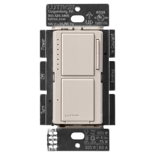 Lutron MACL-L3S25-TP Maestro Dual LED+ Dimmer and Switch 300-Watt Single Location Dimmer & 2.5A Switch in Taupe