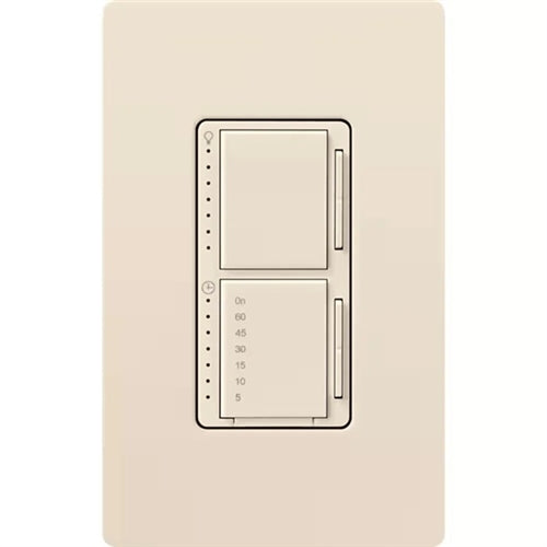 Lutron MACL-L3T251-LA 300W & 2.5A LED/Incandescent/Halogen Single Location Dimmer & Timer in Light Almond
