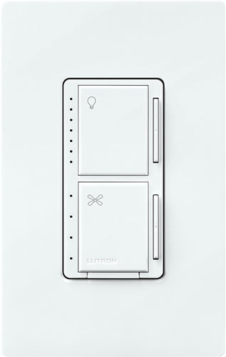 Lutron MACL-LFQ-SW 75W CFL / LED or 250W Incandescent / Halogen Single Location Dimmer & 1.5 A Single Fan Control in Snow