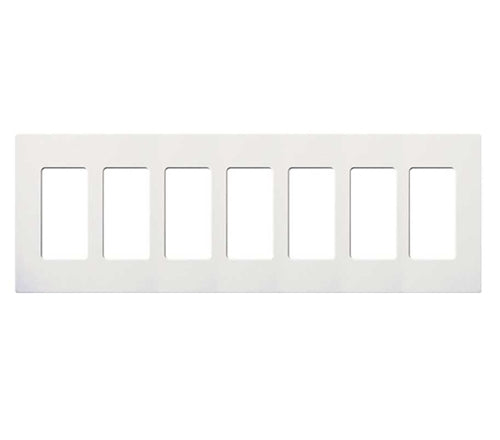 Lutron NT-R3R3R3R3R3R3R3-FB-BN Nova T Screwless 7 Gang Wallplate Decora Opening, Fins Broken, in Bright Nickel, Special Metal Finish