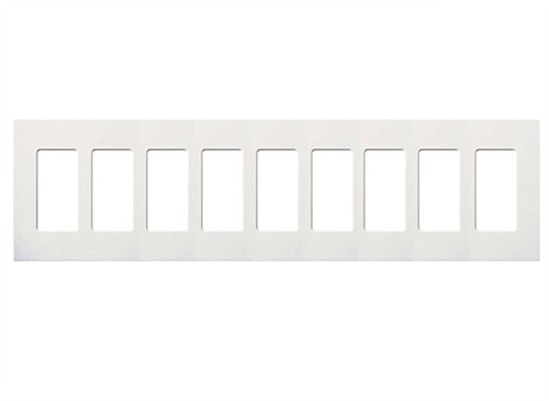 Lutron NT-R3R3R3R3R3R3R3R3R3-FB-SC Nova T Screwless 9 Gang Wallplate Decora Opening, Fins Broken, in Satin Chrome, Special Metal Finish