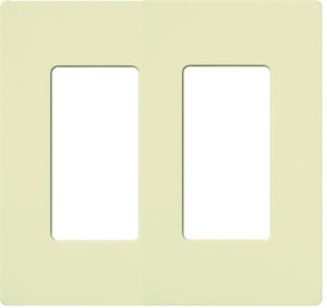Lutron NT-R3R3-FB-AL Nova T Screwless 2 Gang Wallplate Decora Opening, Fins Broken, in Almond, Matte Finish