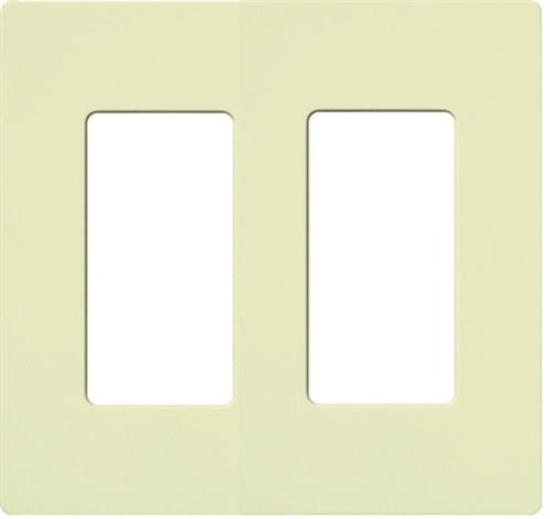 Lutron NT-R3R3-FB-AL Nova T Screwless 2 Gang Wallplate Decora Opening, Fins Broken, in Almond, Matte Finish