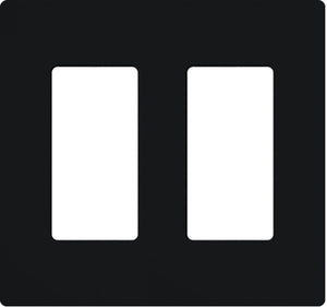 Lutron NT-R3R3-FB-BL Nova T Screwless 2 Gang Wallplate Decora Opening, Fins Broken, in Black, Matte Finish