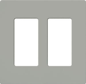 Lutron NT-R3R3-NFB-GR Nova T Screwless 2 Gang Wallplate Decora Opening, No Fins Broken, in Gray, Matte Finish