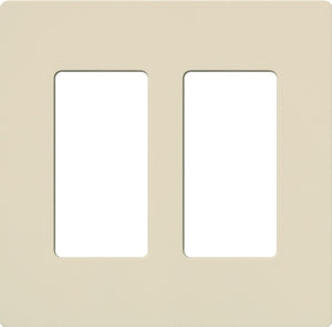Lutron NT-R3R3-NFB-LA Nova T Screwless 2 Gang Wallplate Decora Opening, No Fins Broken, in Light Almond, Matte Finish