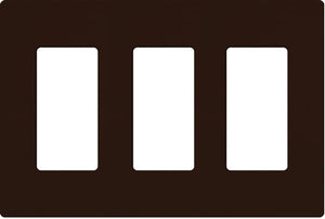 Lutron NT-R3R3R3-FB-BR Nova T Screwless 3 Gang Wallplate Decora Opening, Fins Broken, in Brown, Matte Finish