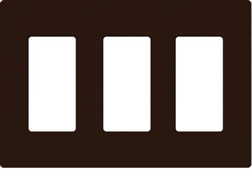 Lutron NT-R3R3R3-FB-BR Nova T Screwless 3 Gang Wallplate Decora Opening, Fins Broken, in Brown, Matte Finish