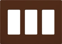 Lutron NT-R3R3R3-FB-SI Nova T Screwless 3 Gang Wallplate Decora Opening, Fins Broken, in Sienna, Matte Finish