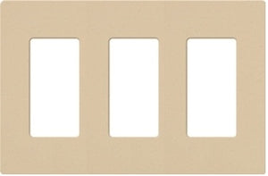 Lutron NT-R3R3R3-NFB-BE Nova T Screwless 3 Gang Wallplate Decora Opening, No Fins Broken, in Beige, Matte Finish