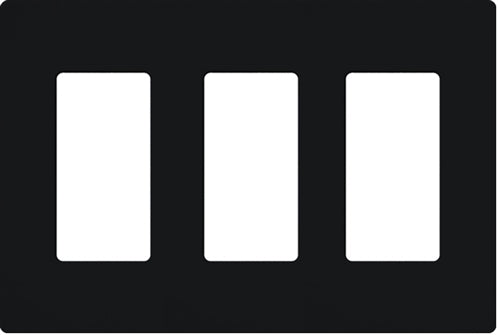 Lutron NT-R3R3R3-NFB-BL Nova T Screwless 3 Gang Wallplate Decora Opening, No Fins Broken, in Black, Matte Finish