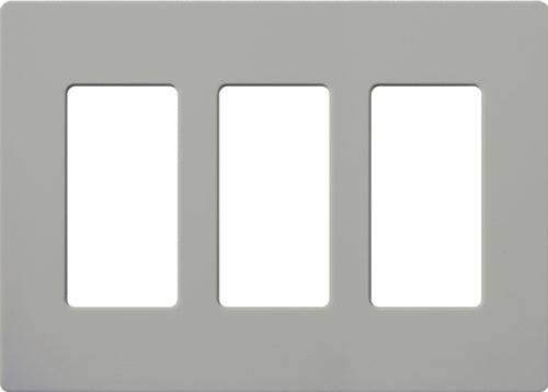 Lutron NT-R3R3R3-NFB-GR Nova T Screwless 3 Gang Wallplate Decora Opening, No Fins Broken, in Gray, Matte Finish