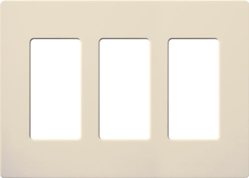Lutron NT-R3R3R3-NFB-LA Nova T Screwless 3 Gang Wallplate Decora Opening, No Fins Broken, in Light Almond, Matte Finish