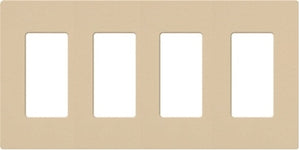 Lutron NT-R3R3R3R3-FB-BE Nova T Screwless 4 Gang Wallplate Decora Opening, Fins Broken, in Beige, Matte Finish