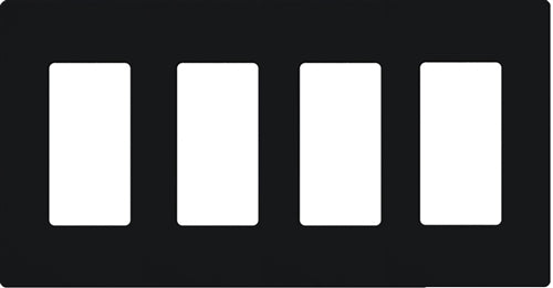 Lutron NT-R3R3R3R3-FB-BL Nova T Screwless 4 Gang Wallplate Decora Opening, Fins Broken, in Black, Matte Finish