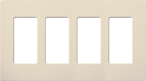 Lutron NT-R3R3R3R3-FB-LA Nova T Screwless 4 Gang Wallplate Decora Opening, Fins Broken, in Light Almond, Matte Finish