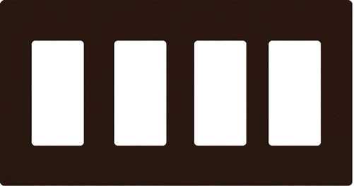 Lutron NT-R3R3R3R3-NFB-BR Nova T Screwless 4 Gang Wallplate Decora Opening, No Fins Broken, in Brown, Matte Finish