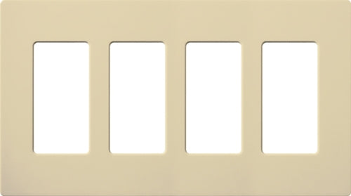 Lutron NT-R3R3R3R3-NFB-IV Nova T Screwless 4 Gang Wallplate Decora Opening, No Fins Broken, in Ivory, Matte Finish