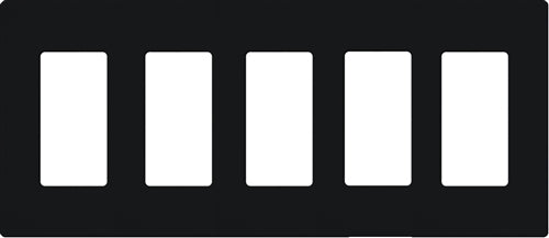 Lutron NT-R3R3R3R3R3-FB-BL Nova T Screwless 5 Gang Wallplate Decora Opening, Fins Broken, in Black, Matte Finish