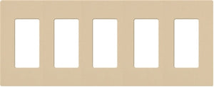 Lutron NT-R3R3R3R3R3-NFB-BE Nova T Screwless 5 Gang Wallplate Decora Opening, No Fins Broken, in Beige, Matte Finish