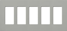 Lutron NT-R3R3R3R3R3-NFB-GR Nova T Screwless 5 Gang Wallplate Decora Opening, No Fins Broken, in Gray, Matte Finish
