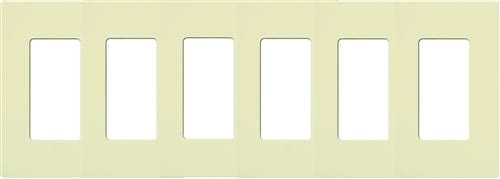 Lutron NT-R3R3R3R3R3R3-FB-AL Nova T Screwless 6 Gang Wallplate Decora Opening, Fins Broken, in Almond, Matte Finish