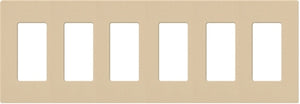 Lutron NT-R3R3R3R3R3R3-FB-BE Nova T Screwless 6 Gang Wallplate Decora Opening, Fins Broken, in Beige, Matte Finish
