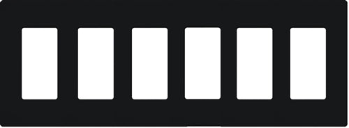 Lutron NT-R3R3R3R3R3R3-FB-BL Nova T Screwless 6 Gang Wallplate Decora Opening, Fins Broken, in Black, Matte Finish