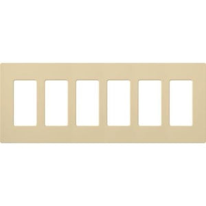 Lutron NT-R3R3R3R3R3R3-FB-IV Nova T Screwless 6 Gang Wallplate Decora Opening, Fins Broken, in Ivory, Matte Finish