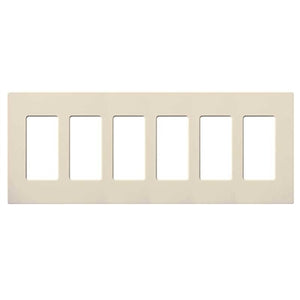 Lutron NT-R3R3R3R3R3R3-FB-LA Nova T Screwless 6 Gang Wallplate Decora Opening, Fins Broken, in Light Almond, Matte Finish
