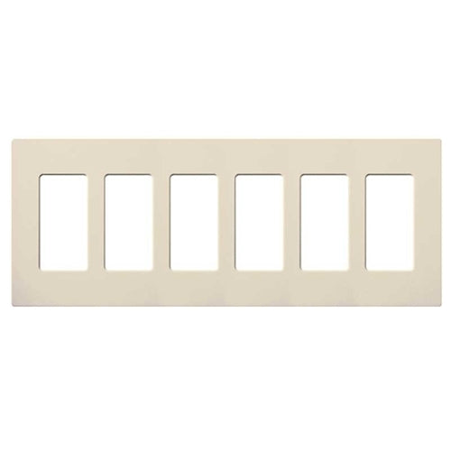 Lutron NT-R3R3R3R3R3R3-FB-LA Nova T Screwless 6 Gang Wallplate Decora Opening, Fins Broken, in Light Almond, Matte Finish