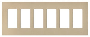 Lutron NT-R3R3R3R3R3R3-FB-TP Nova T Screwless 6 Gang Wallplate Decora Opening, Fins Broken, in Taupe, Matte Finish