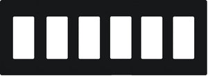 Lutron NT-R3R3R3R3R3R3-NFB-BL Nova T Screwless 6 Gang Wallplate Decora Opening, No Fins Broken, in Black, Matte Finish