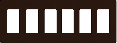 Lutron NT-R3R3R3R3R3R3-NFB-BR Nova T Screwless 6 Gang Wallplate Decora Opening, No Fins Broken, in Brown, Matte Finish
