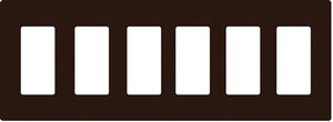 Lutron NT-R3R3R3R3R3R3-NFB-BR Nova T Screwless 6 Gang Wallplate Decora Opening, No Fins Broken, in Brown, Matte Finish