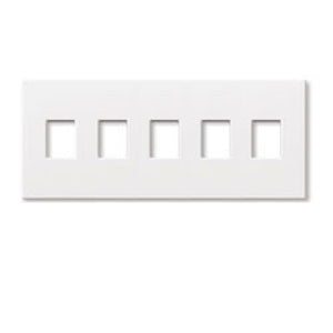 Lutron NT-SSSSS-NFB-IV Nova T Screwless 5 Gang Wallplate Non Fins Broken Decora Opening in Ivory, Matte Finish