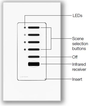 Lutron NTGRX-4S-IR-BE Grafik Eye Architectural 4-Scene with Off and IR Receiver Wallstation in Beige