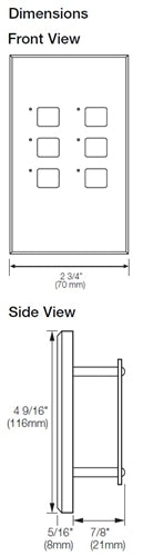 Lutron NTGRX-LB6-BL Grafik Eye 6-Large Button Wallstation in Black