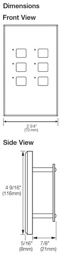 Lutron NTGRX-LB6-RL-BR Grafik Eye 4-Large Button with Raise/Lower Wallstation in Brown
