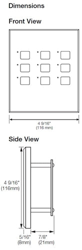 Lutron NTGRX-LB9-WH Grafik Eye 9-Large Button Wallstation in White